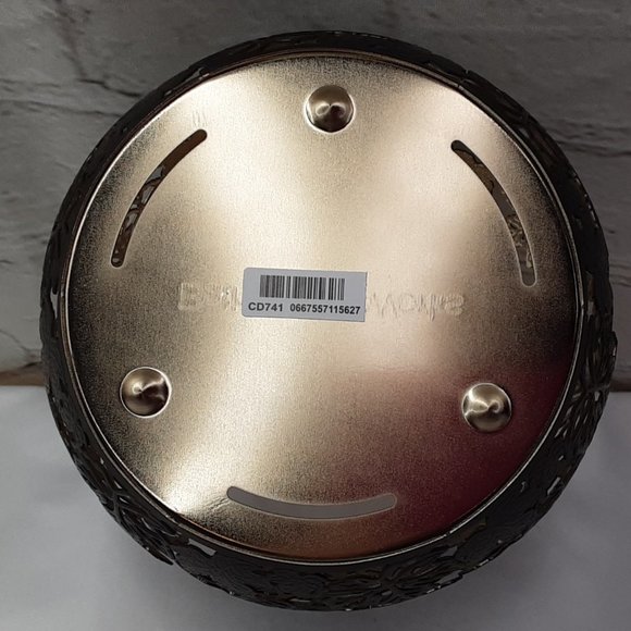 BATH & BODY WORKS FLANKED~LEAF MATTE BLACK GOLD INLAY 3~WICK CANDLE CHANDLER - Picture 9 of 16